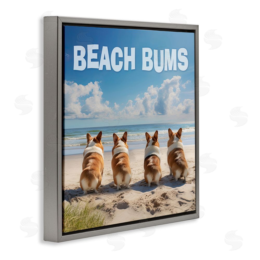 Jim Baldwin Beach Bums Corgis Gray Floating Frame Canvas Wall Art Print