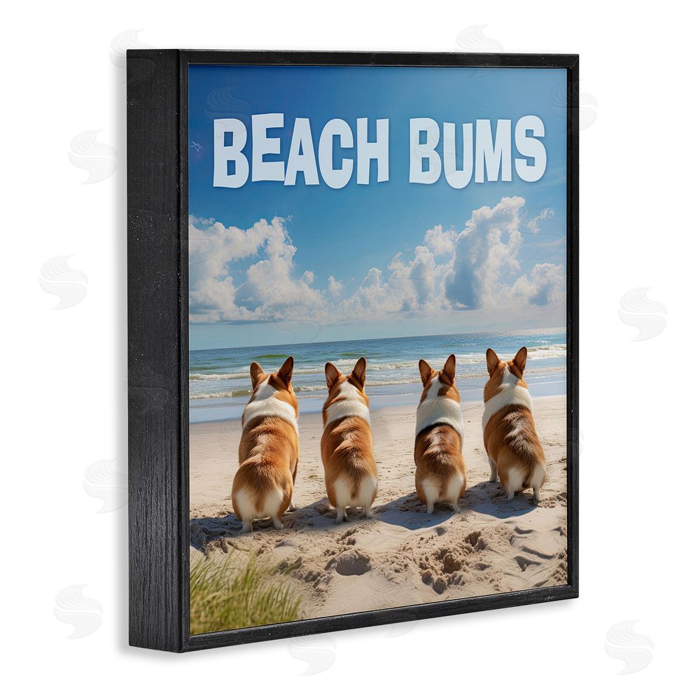 Jim Baldwin Beach Bums Corgis Black Framed Glicee Wall Art Print
