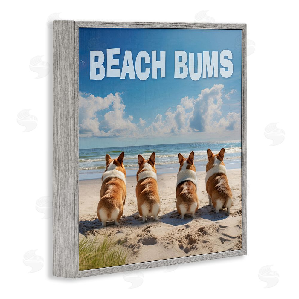 Jim Baldwin Beach Bums Corgis Gray Framed Glicee Wall Art Print