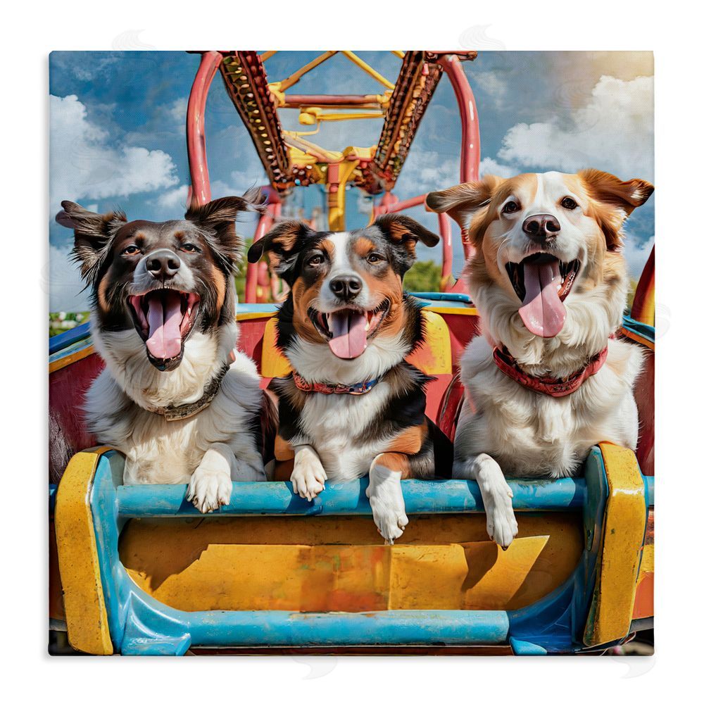 Jim Baldwin Amusement Park Dogs Stretched Canvas Wall Art Print