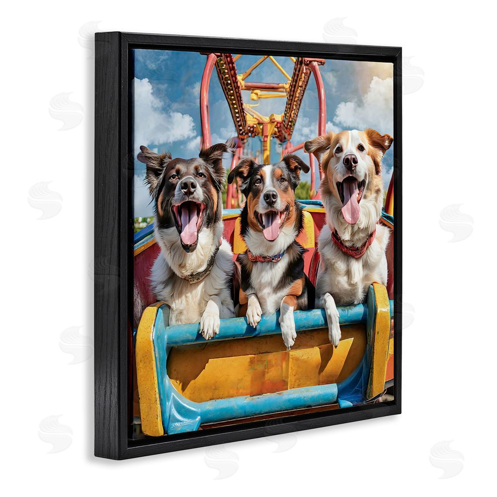 Jim Baldwin Amusement Park Dogs Black Floating Frame Canvas Wall Art Print