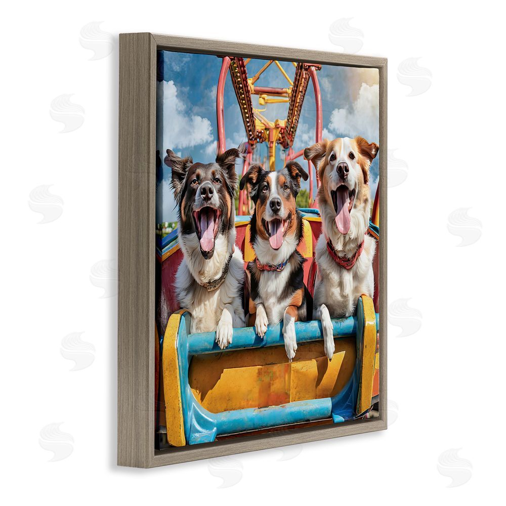 Jim Baldwin Amusement Park Dogs Brown Floating Frame Canvas Wall Art Print