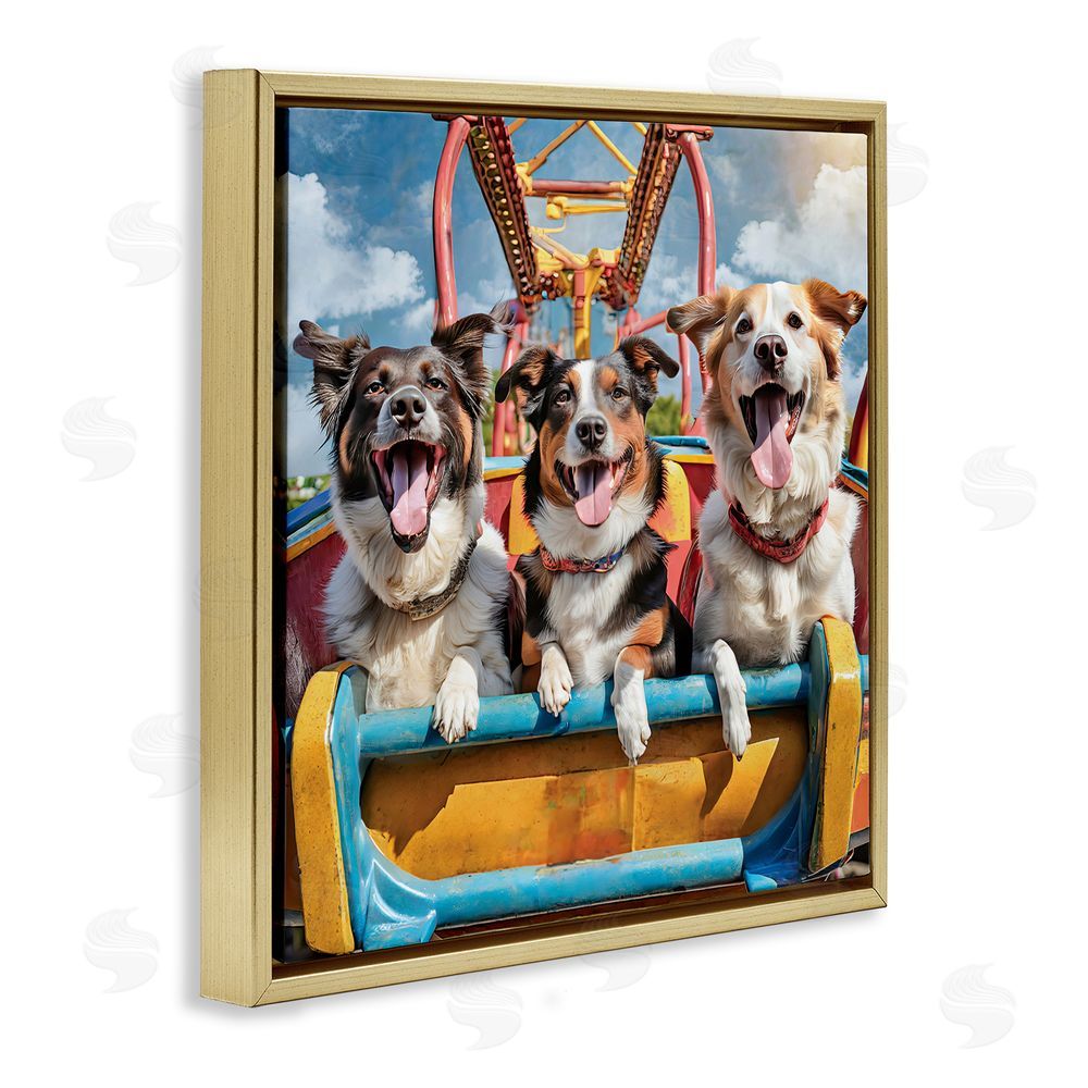 Jim Baldwin Amusement Park Dogs Gold Floating Frame Canvas Wall Art Print
