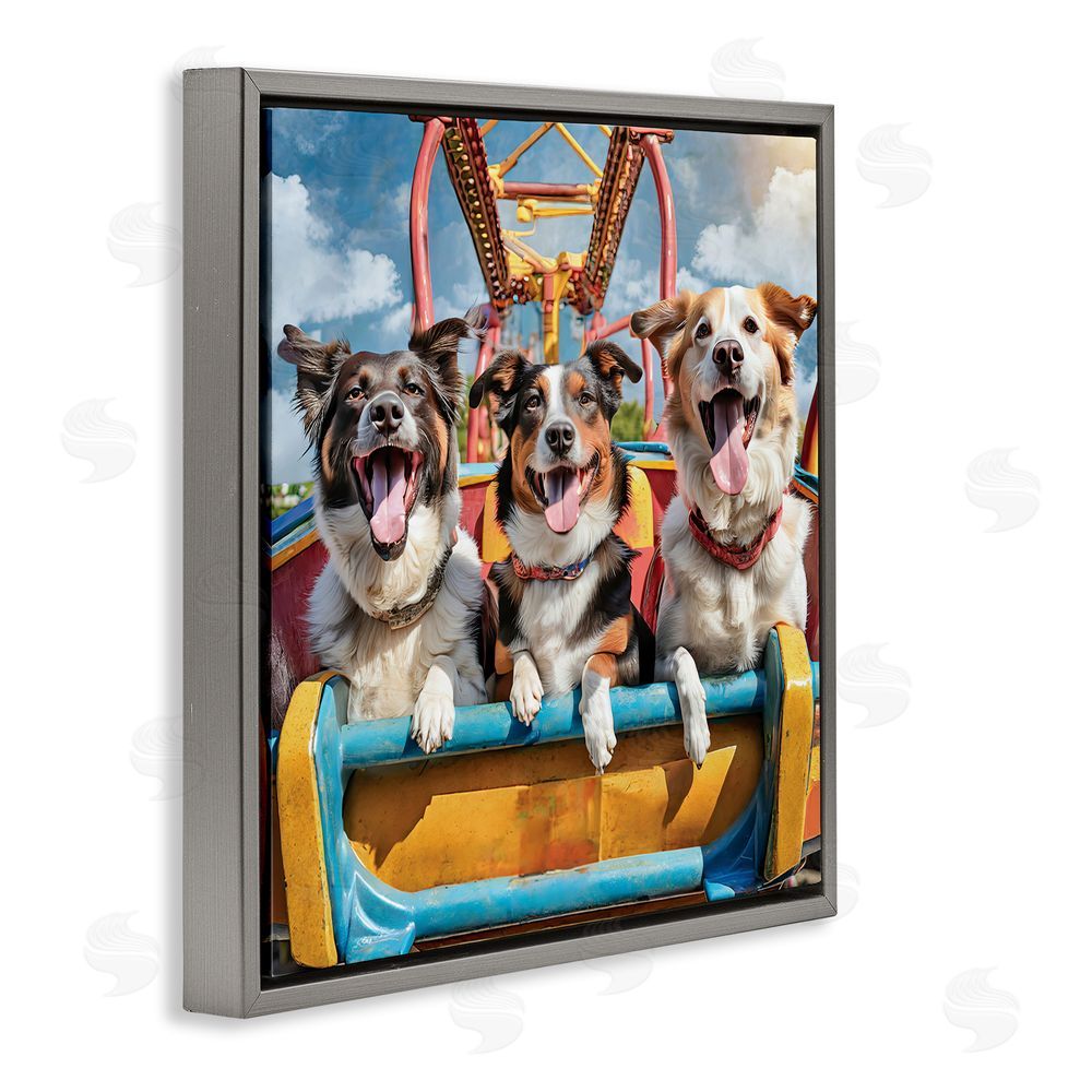 Jim Baldwin Amusement Park Dogs Gray Floating Frame Canvas Wall Art Print