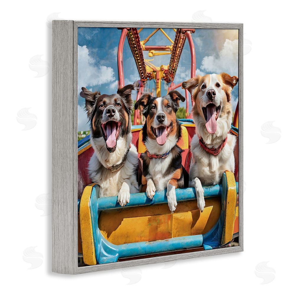 Jim Baldwin Amusement Park Dogs Gray Framed Glicee Wall Art Print