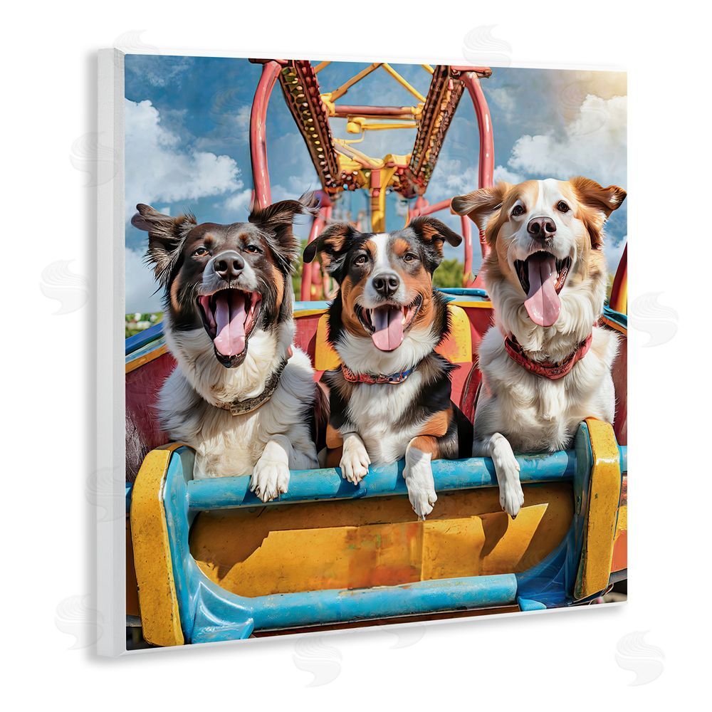 Jim Baldwin Amusement Park Dogs Wooden Wall Plaque Art Print