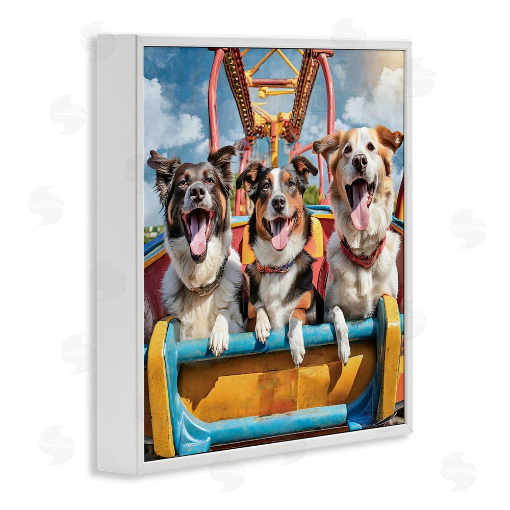 Jim Baldwin Amusement Park Dogs White Framed Glicee Wall Art Print