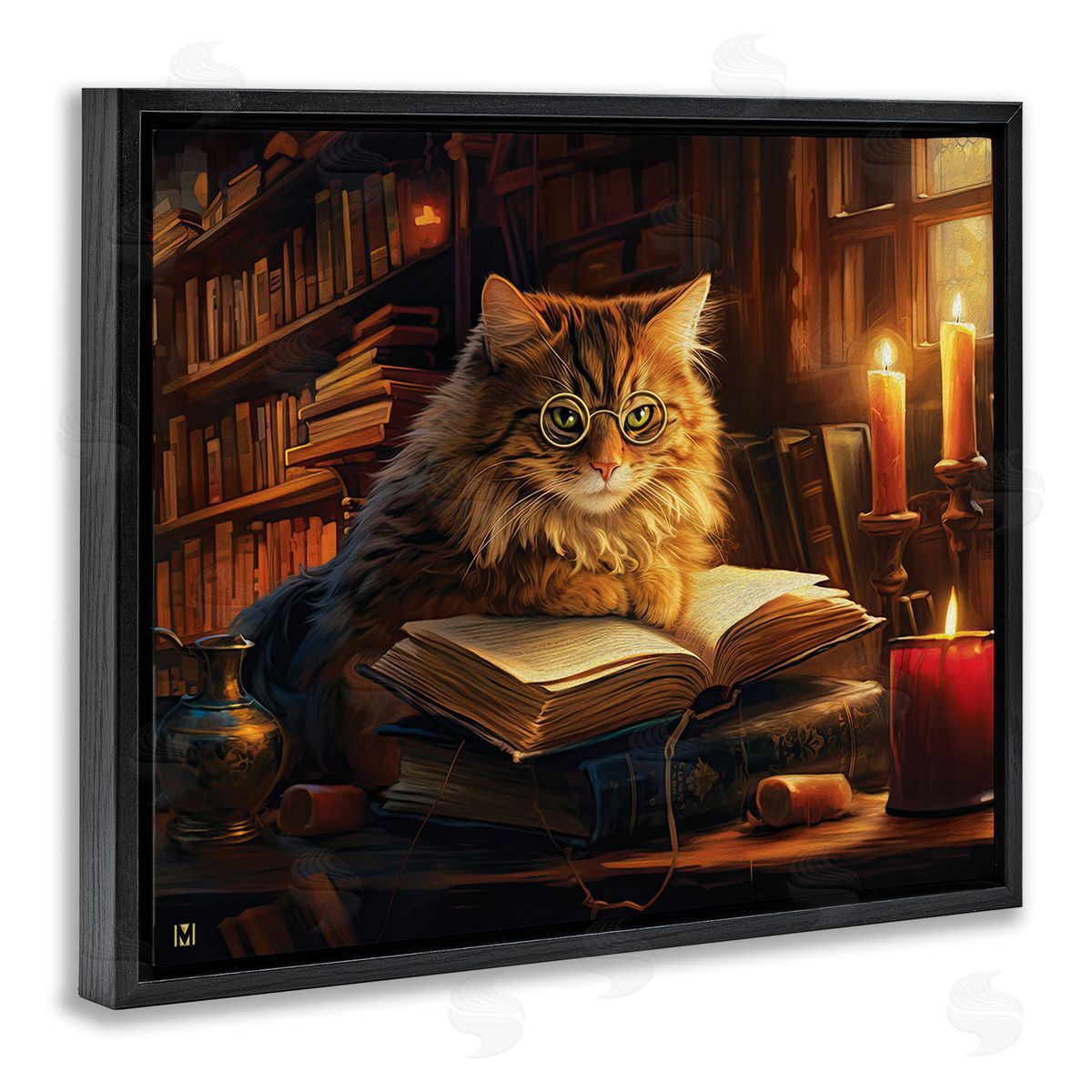 Michael David Ward Cat Reading by Candlelight