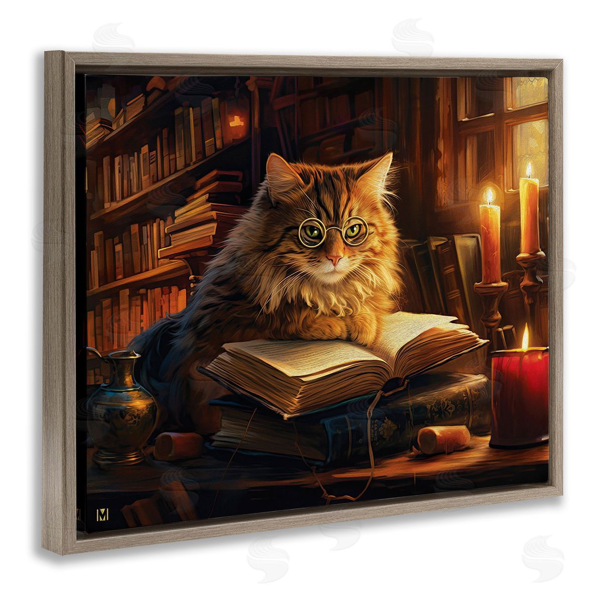 Michael David Ward Cat Reading by Candlelight