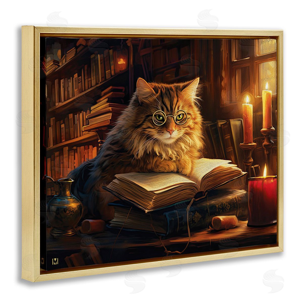 Michael David Ward Cat Reading by Candlelight
