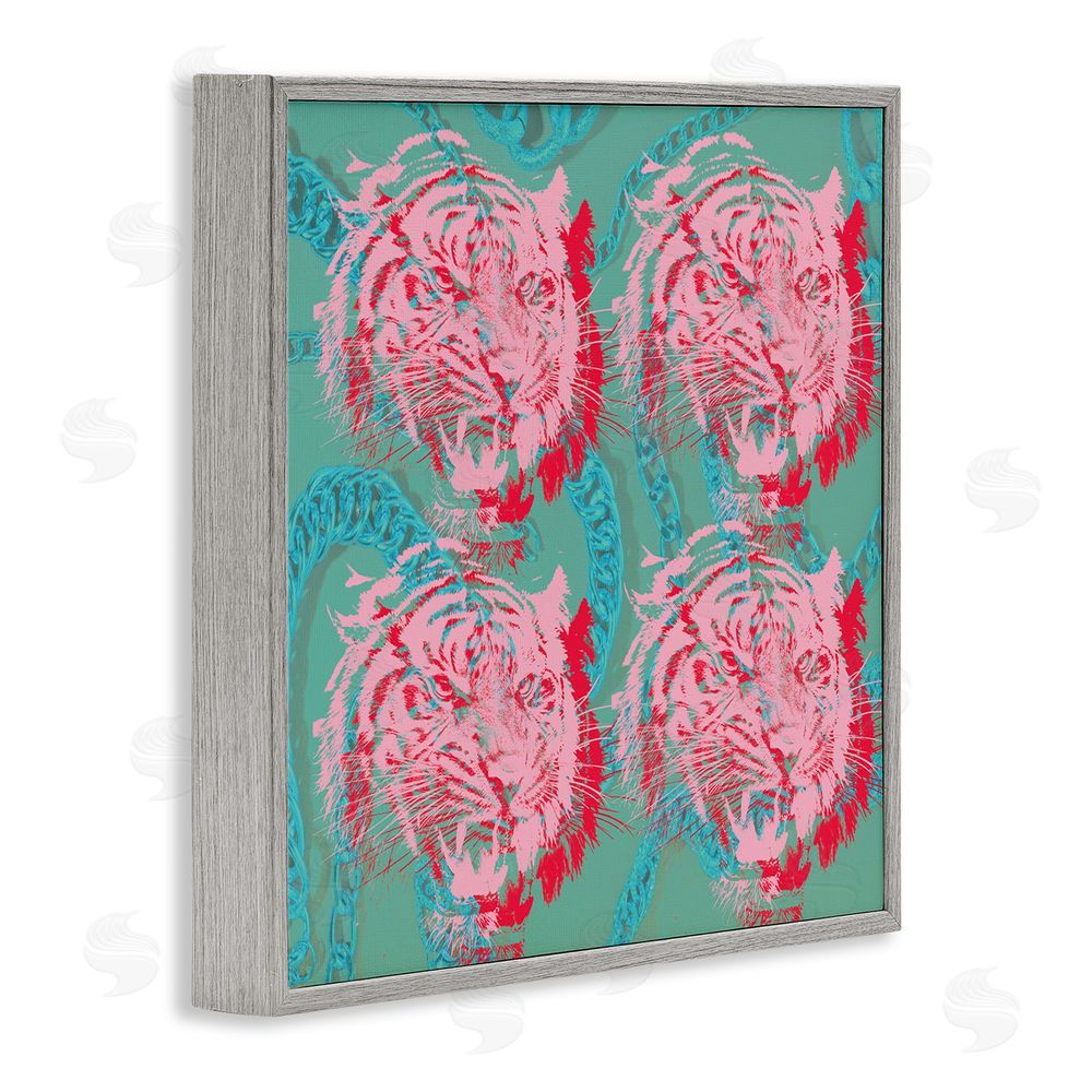 Stupell Studio Abstract Tigers Pattern Gray Framed Glicee Wall Art Print