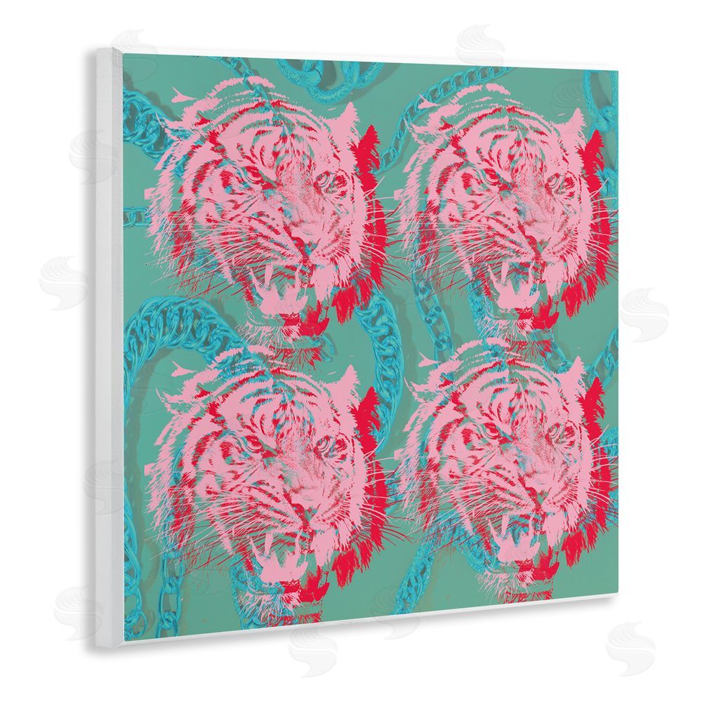 Stupell Studio Abstract Tigers Pattern Wooden Wall Plaque Art Print
