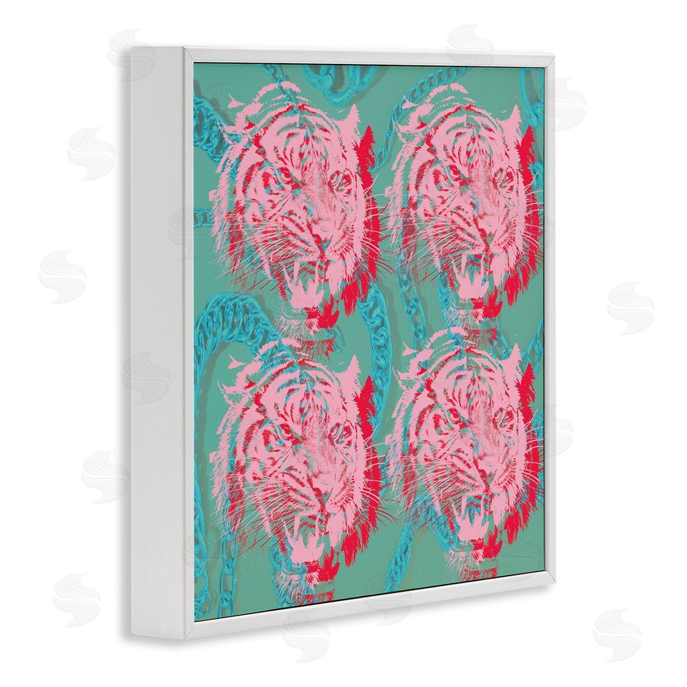 Stupell Studio Abstract Tigers Pattern White Framed Glicee Wall Art Print