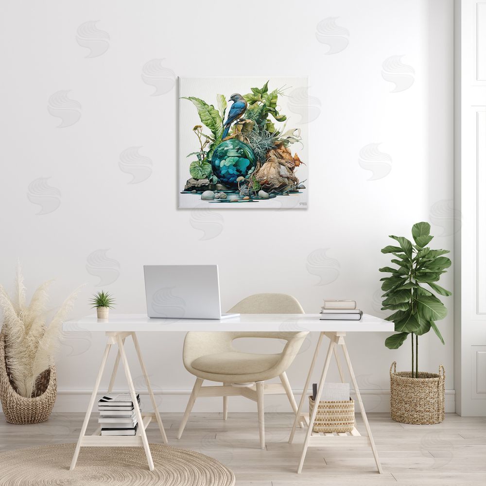 RB Bird with Forest Nature Canvas Wall Art in Room
