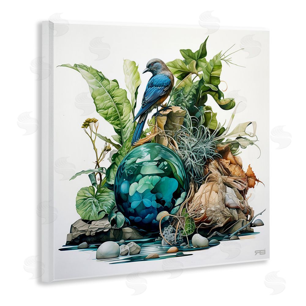 RB Bird with Forest Nature Wooden Wall Plaque Art Print