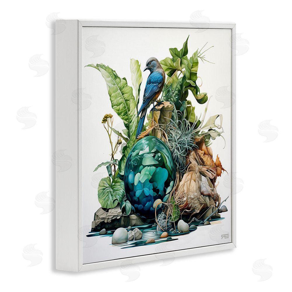 RB Bird with Forest Nature White Framed Glicee Wall Art Print