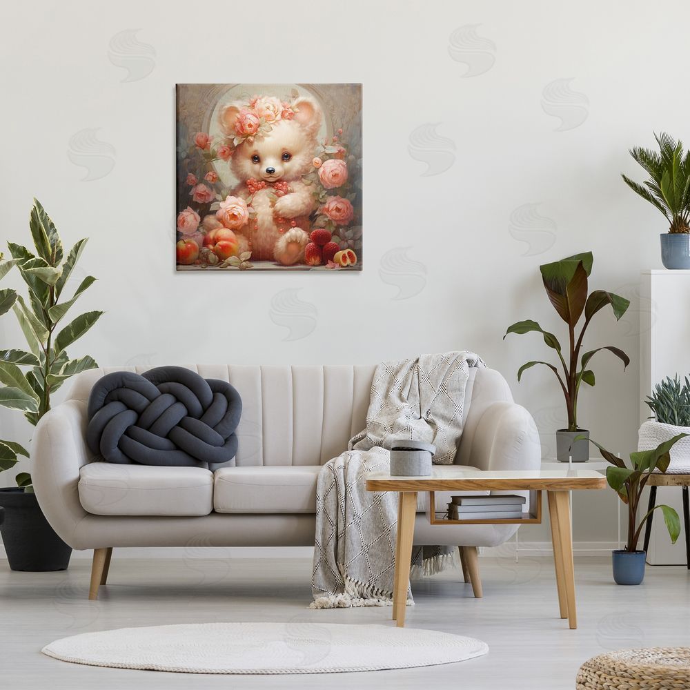 RB Bear with Fruits & Flowers Canvas Wall Art in Room