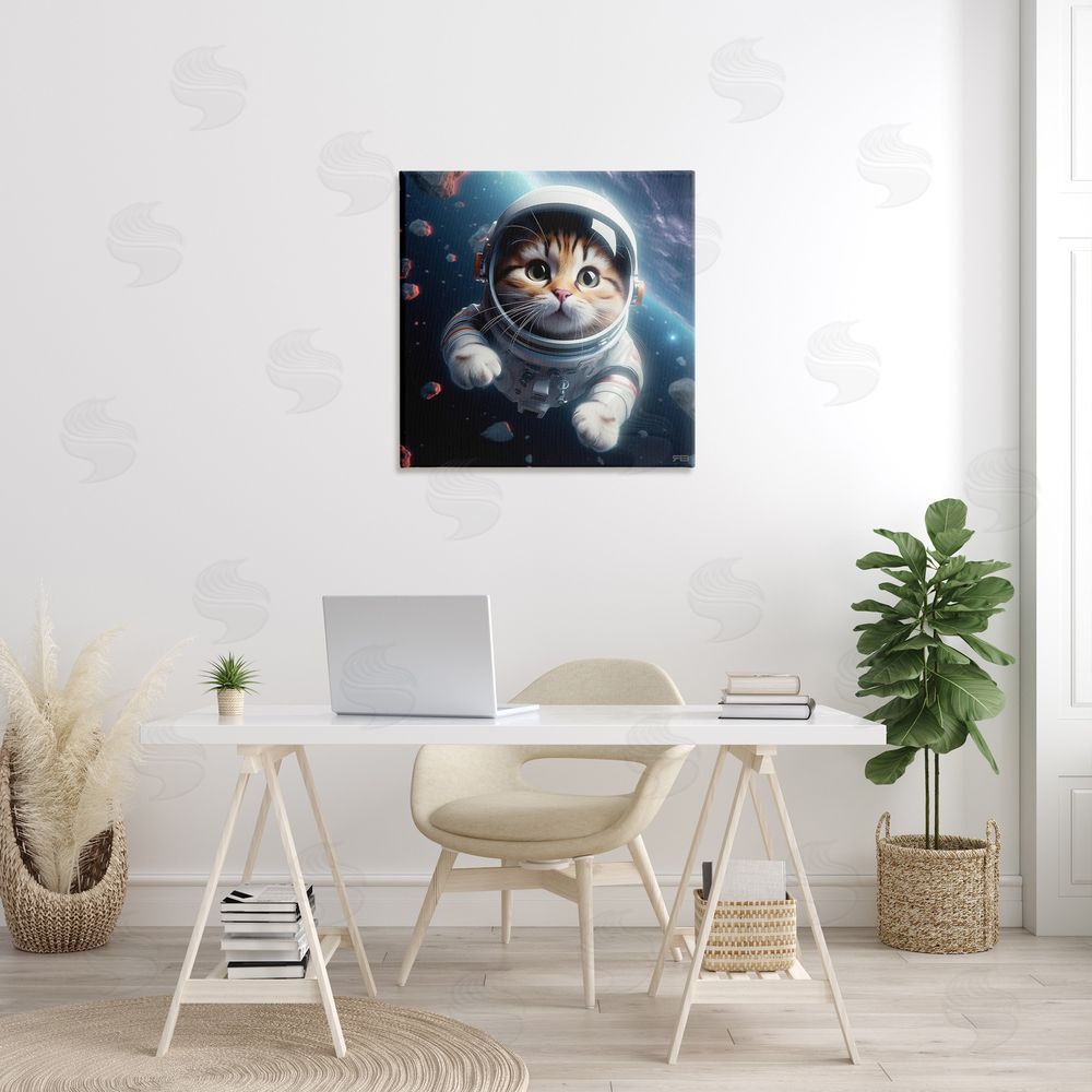 RB Astronaut Cat in Space Canvas Wall Art in Room