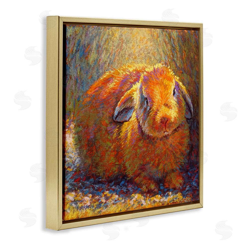 Rita Kirkman Abstract Rabbit in Nature Gold Floating Frame Canvas Wall Art Print