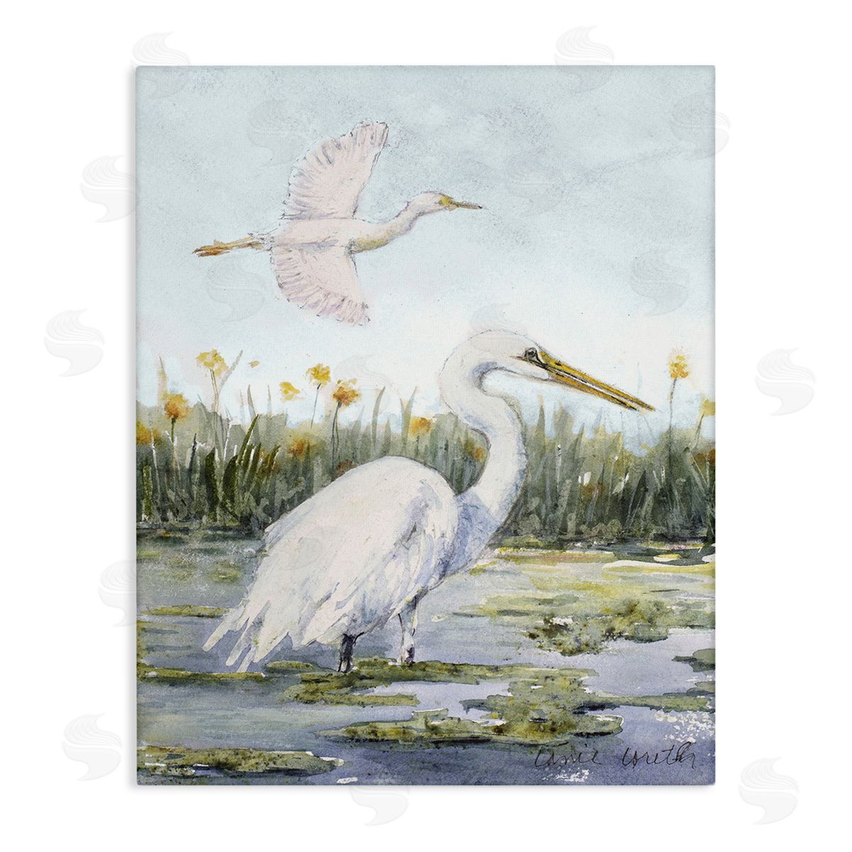 Lanie Loreth Egrets in Wetland Landscape