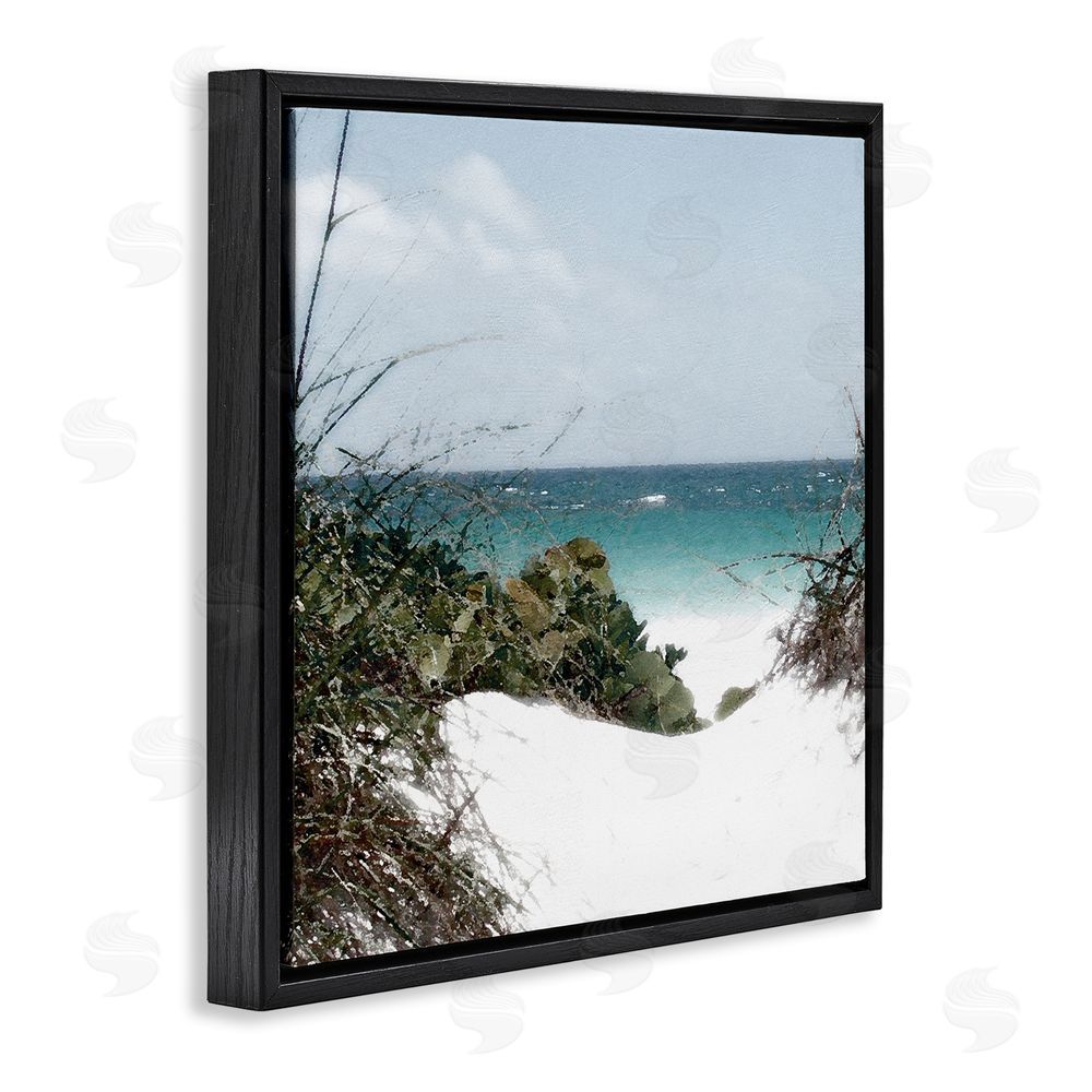 Noah Bay Clear Beach Scenery Black Floating Frame Canvas Wall Art Print