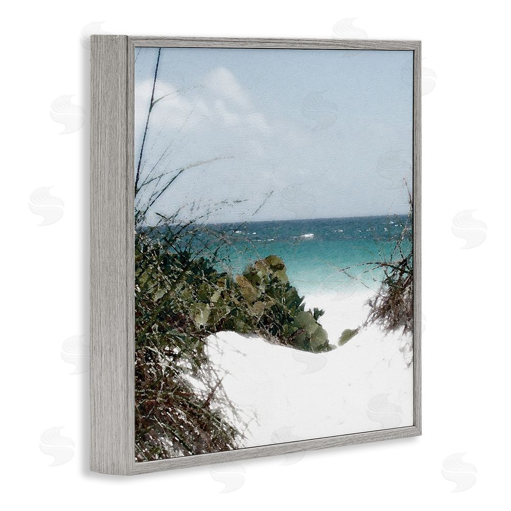Noah Bay Clear Beach Scenery Gray Framed Glicee Wall Art Print