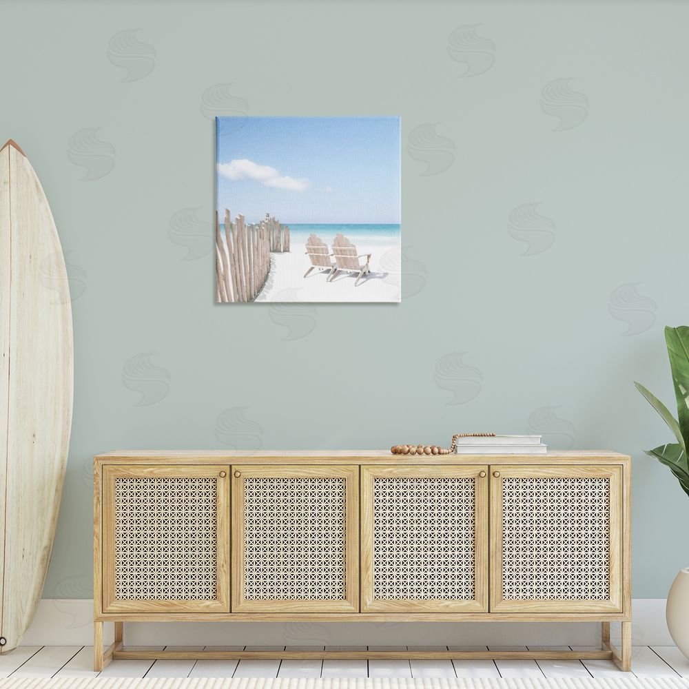 Noah Bay Minimal Beach Chairs View Canvas Wall Art in Room