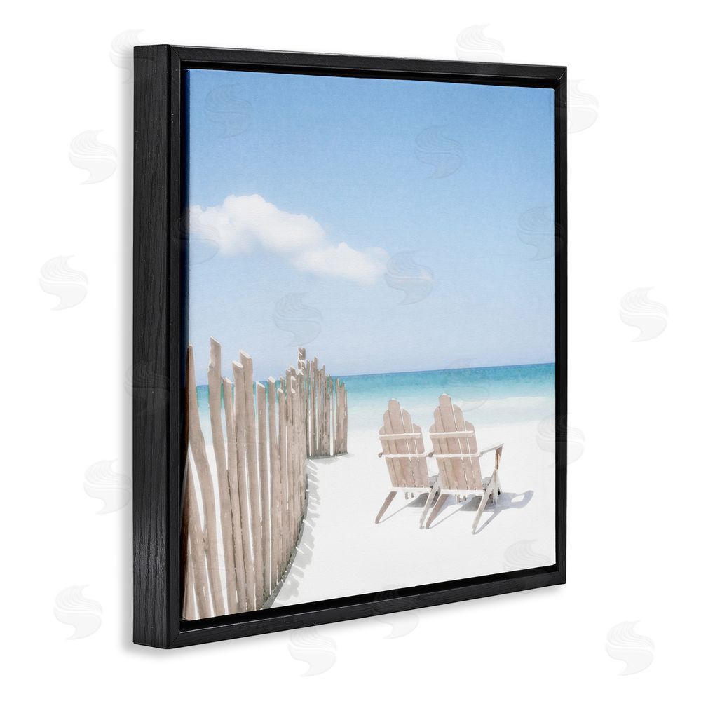 Noah Bay Minimal Beach Chairs View Black Floating Frame Canvas Wall Art Print