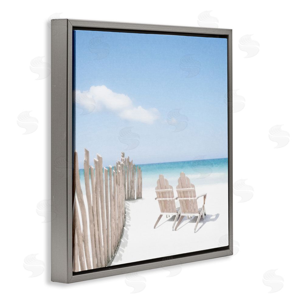 Noah Bay Minimal Beach Chairs View Gray Floating Frame Canvas Wall Art Print