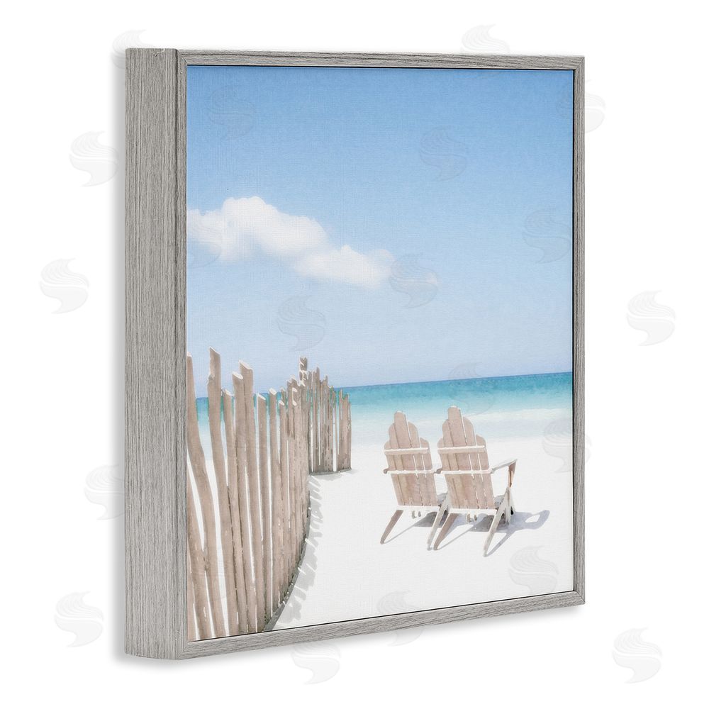 Noah Bay Minimal Beach Chairs View Gray Framed Glicee Wall Art Print