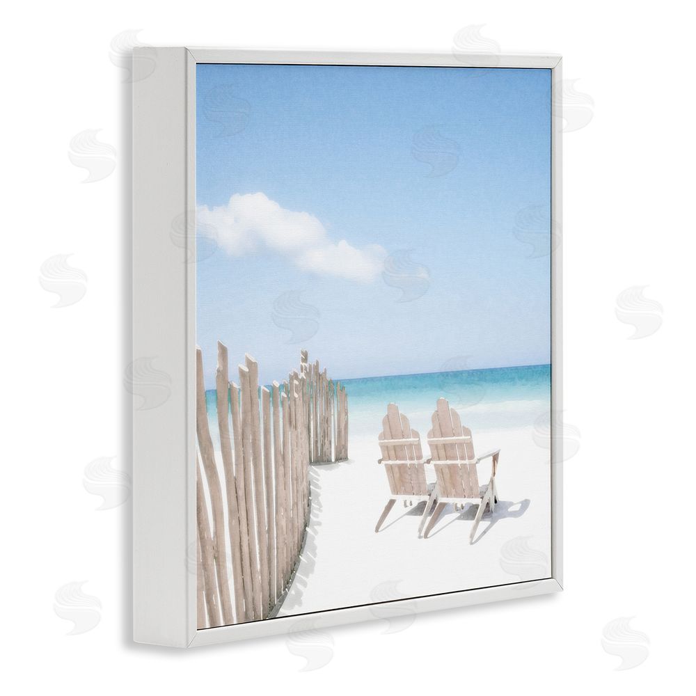 Noah Bay Minimal Beach Chairs View White Framed Glicee Wall Art Print
