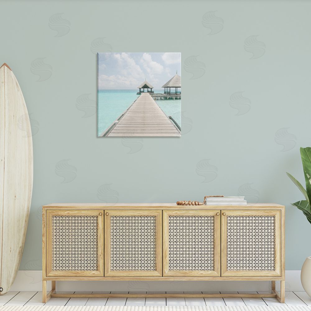 Noah Bay Tropical Beach Pier Canvas Wall Art in Room