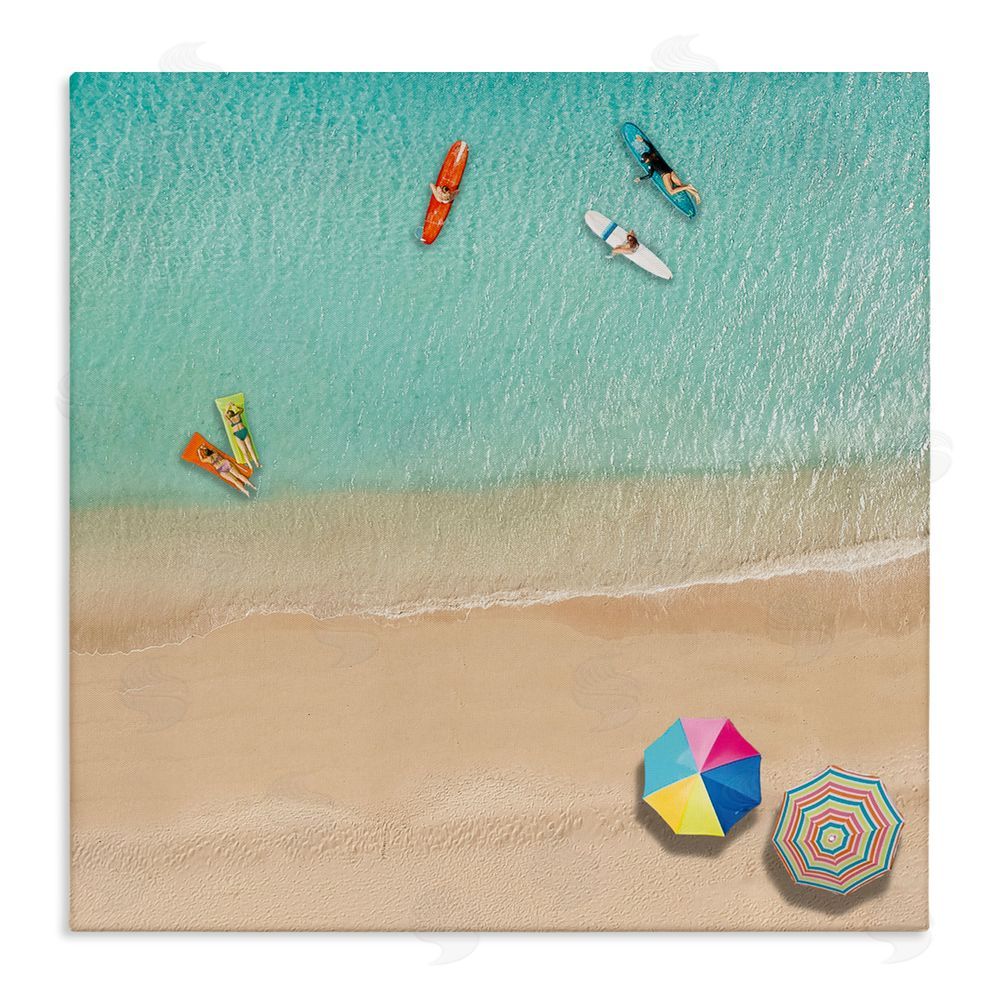 Katrina Craven Beachgoers Aerial View Stretched Canvas Wall Art Print