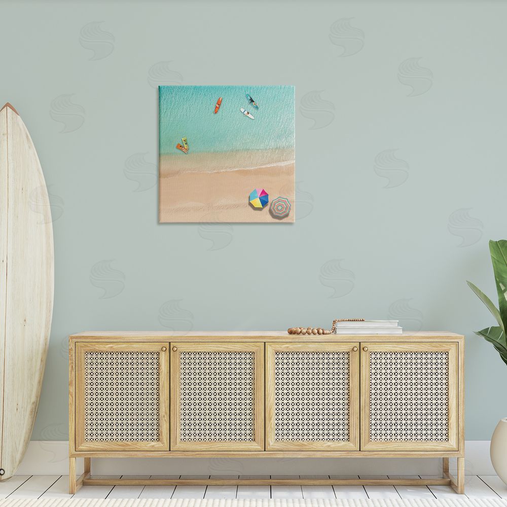 Katrina Craven Beachgoers Aerial View Canvas Wall Art in Room