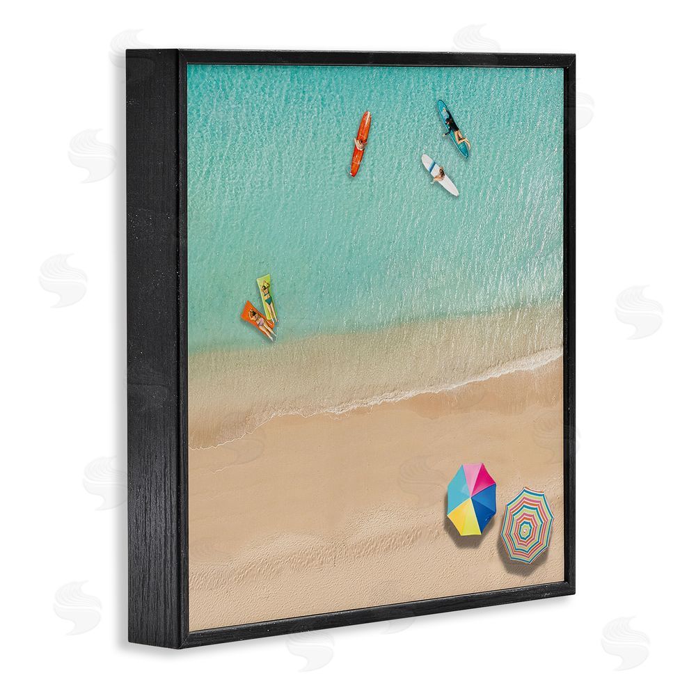 Katrina Craven Beachgoers Aerial View Black Framed Glicee Wall Art Print