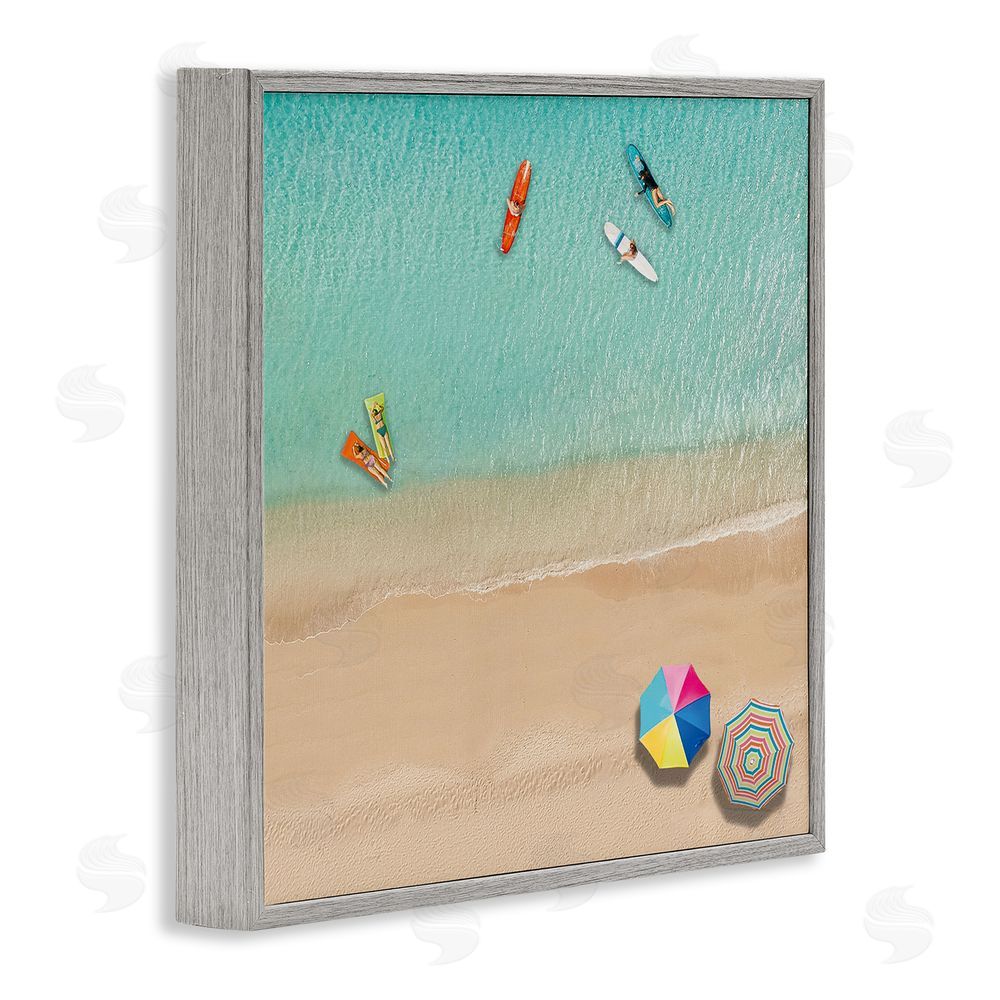 Katrina Craven Beachgoers Aerial View Gray Framed Glicee Wall Art Print