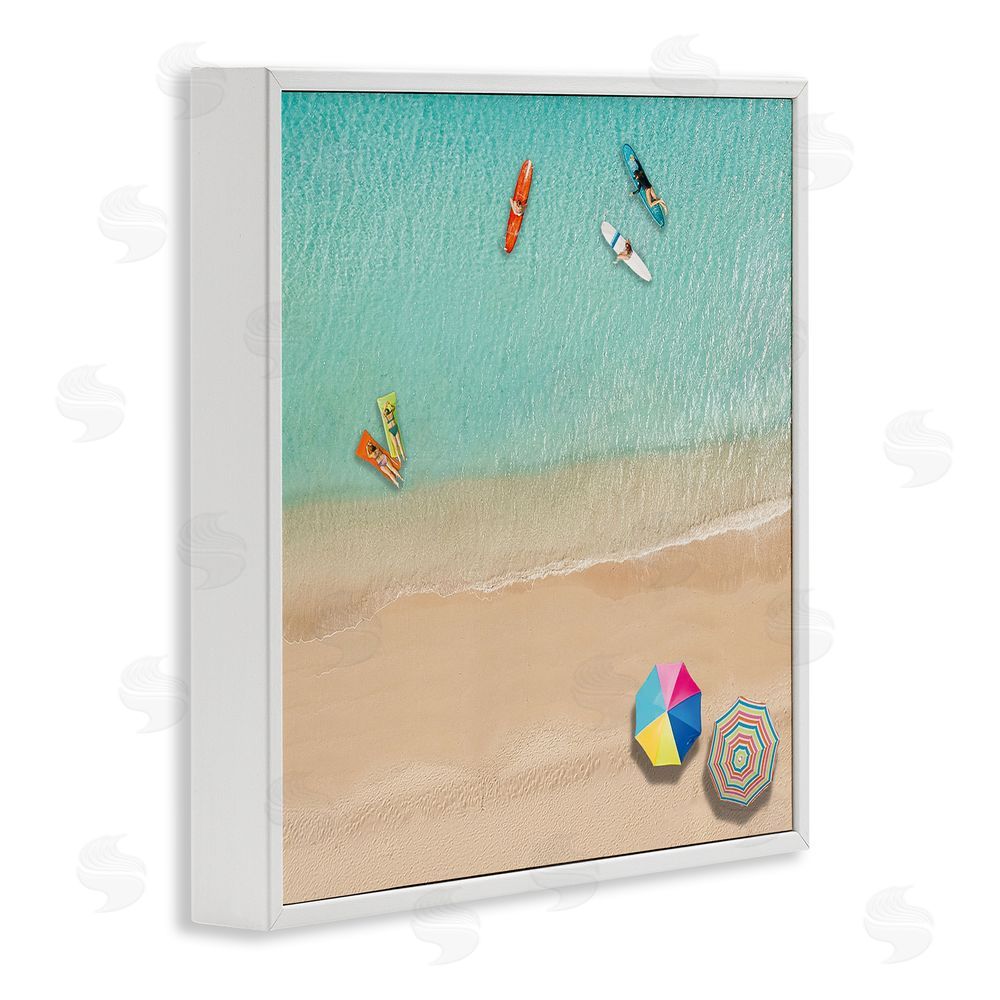 Katrina Craven Beachgoers Aerial View White Framed Glicee Wall Art Print