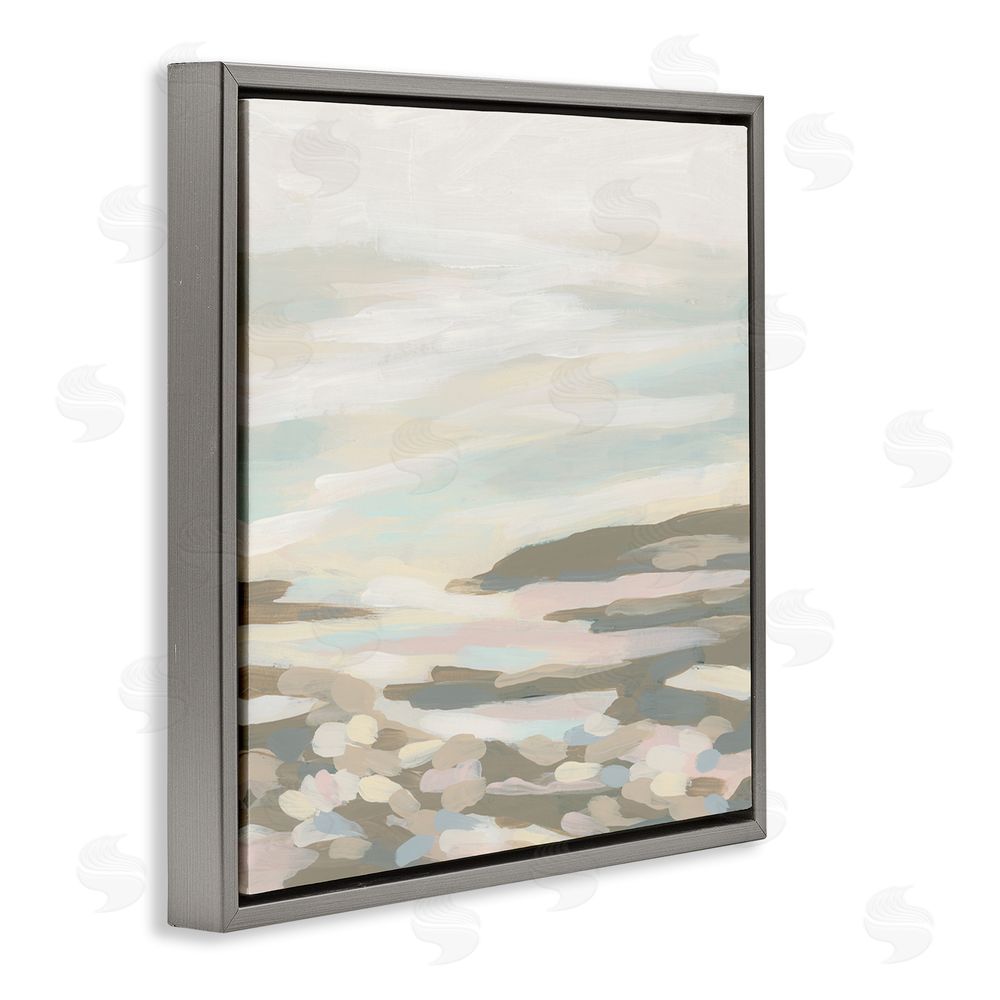 June Erica Vess Abstract Nautical Landscape Gray Floating Frame Canvas Wall Art Print