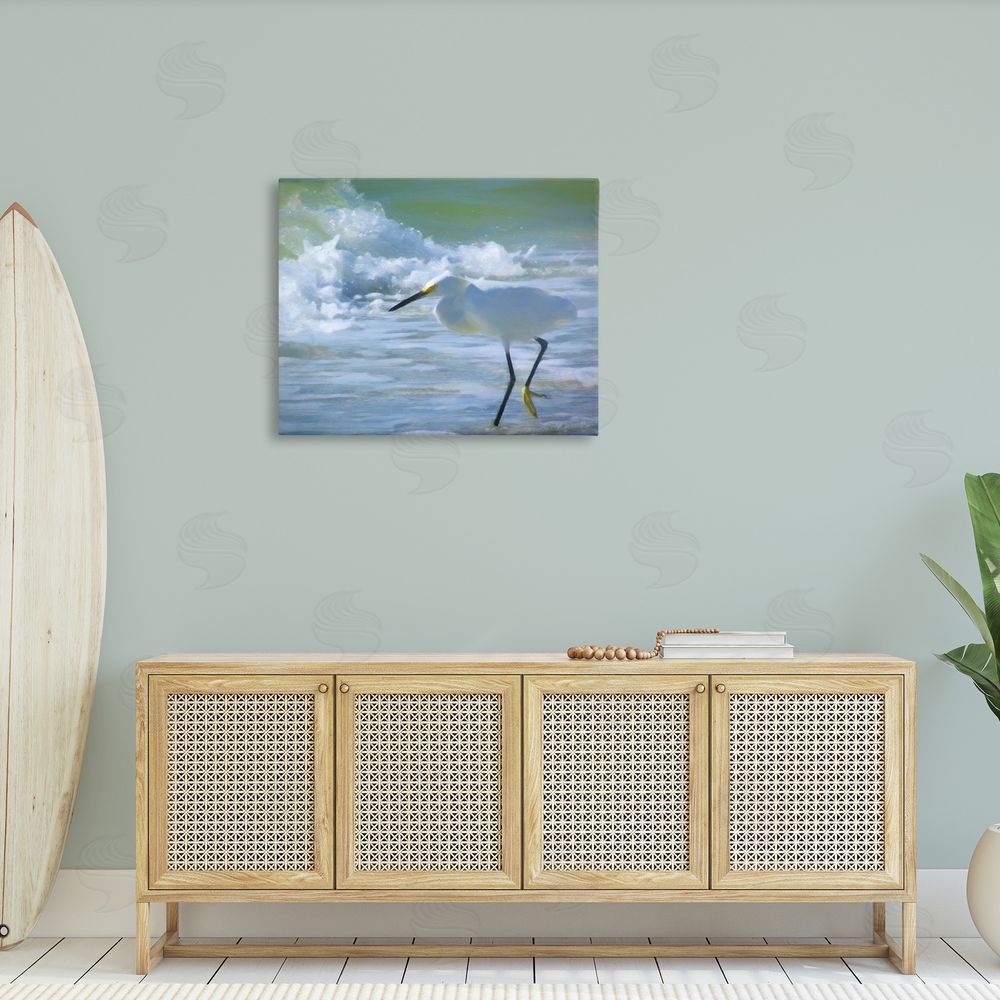 Graffitee Studios Egret in Splashing Waves