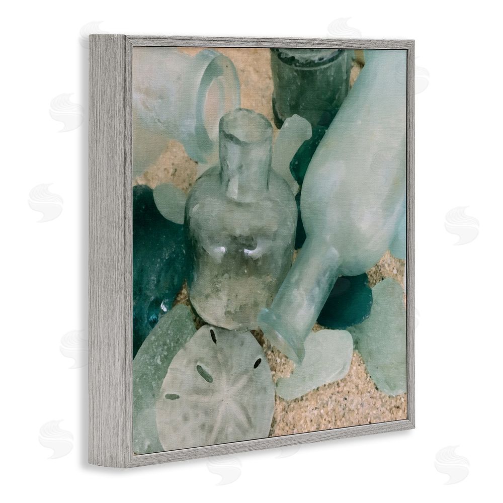 Graffitee Studios Nautical Glass Bottles Gray Framed Glicee Wall Art Print