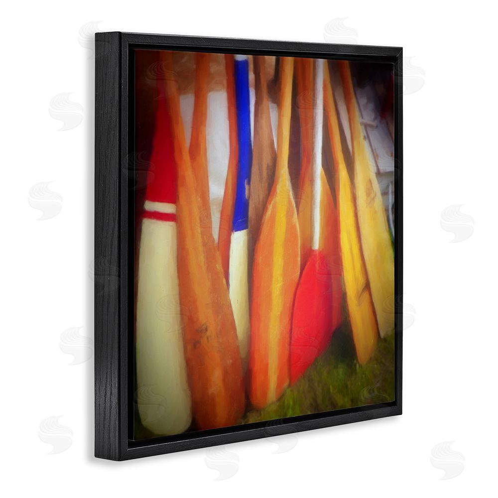 Graffitee Studios Nautical Boating Oars Black Floating Frame Canvas Wall Art Print