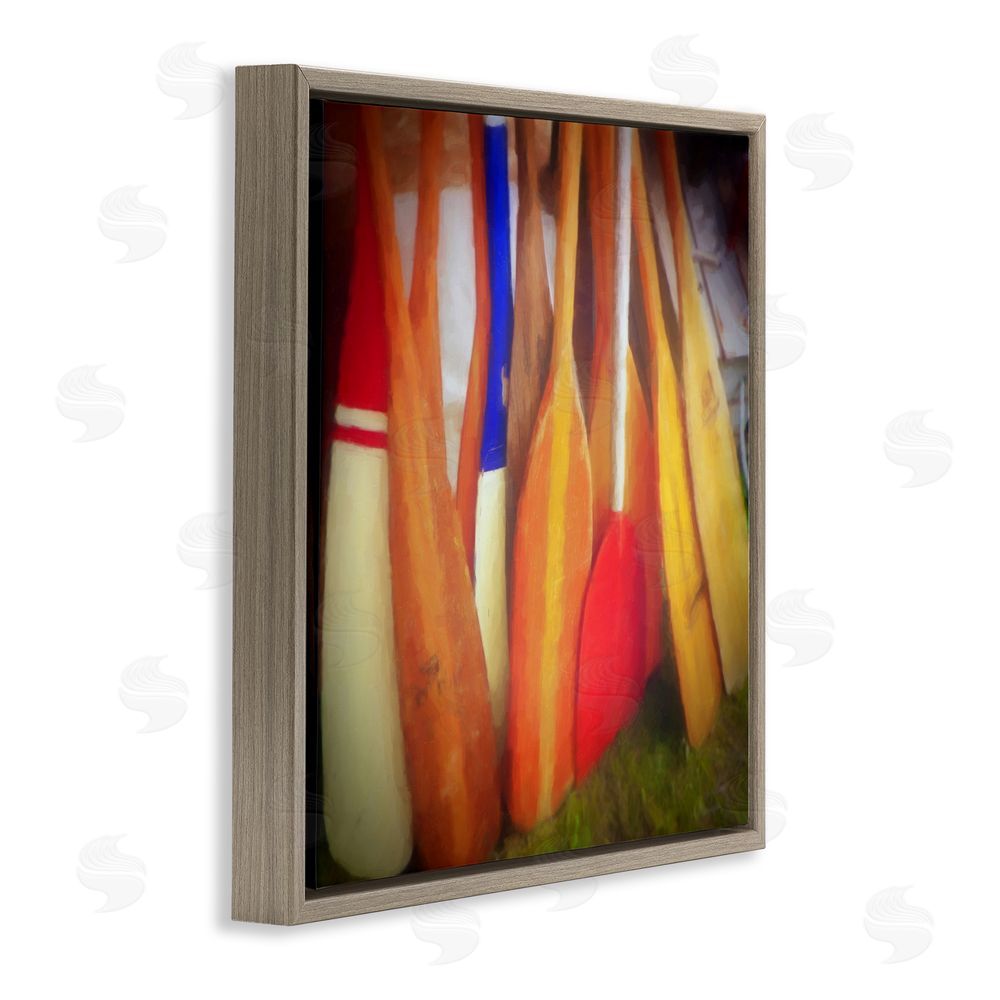 Graffitee Studios Nautical Boating Oars Brown Floating Frame Canvas Wall Art Print