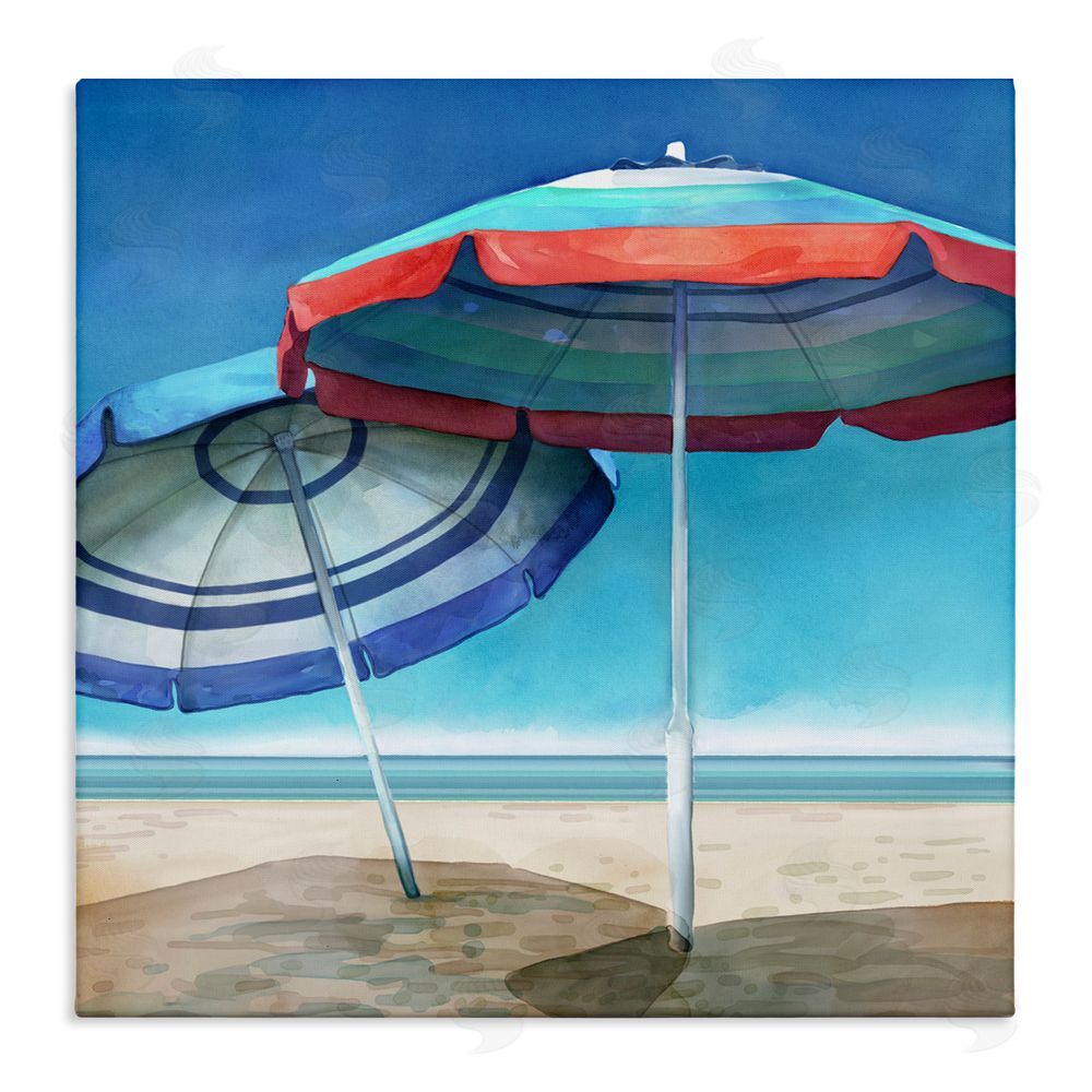 Mauro Devereaux Beach Umbrella Shadows Stretched Canvas Wall Art Print