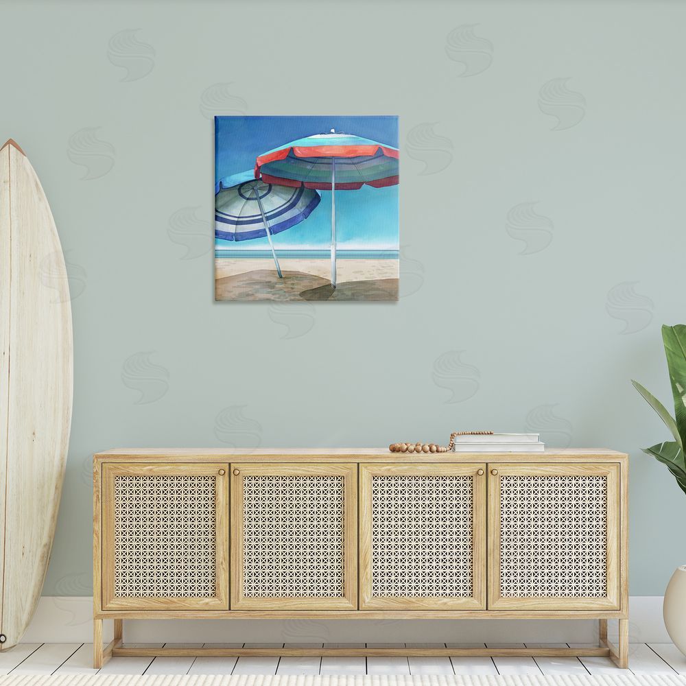Mauro Devereaux Beach Umbrella Shadows Canvas Wall Art in Room