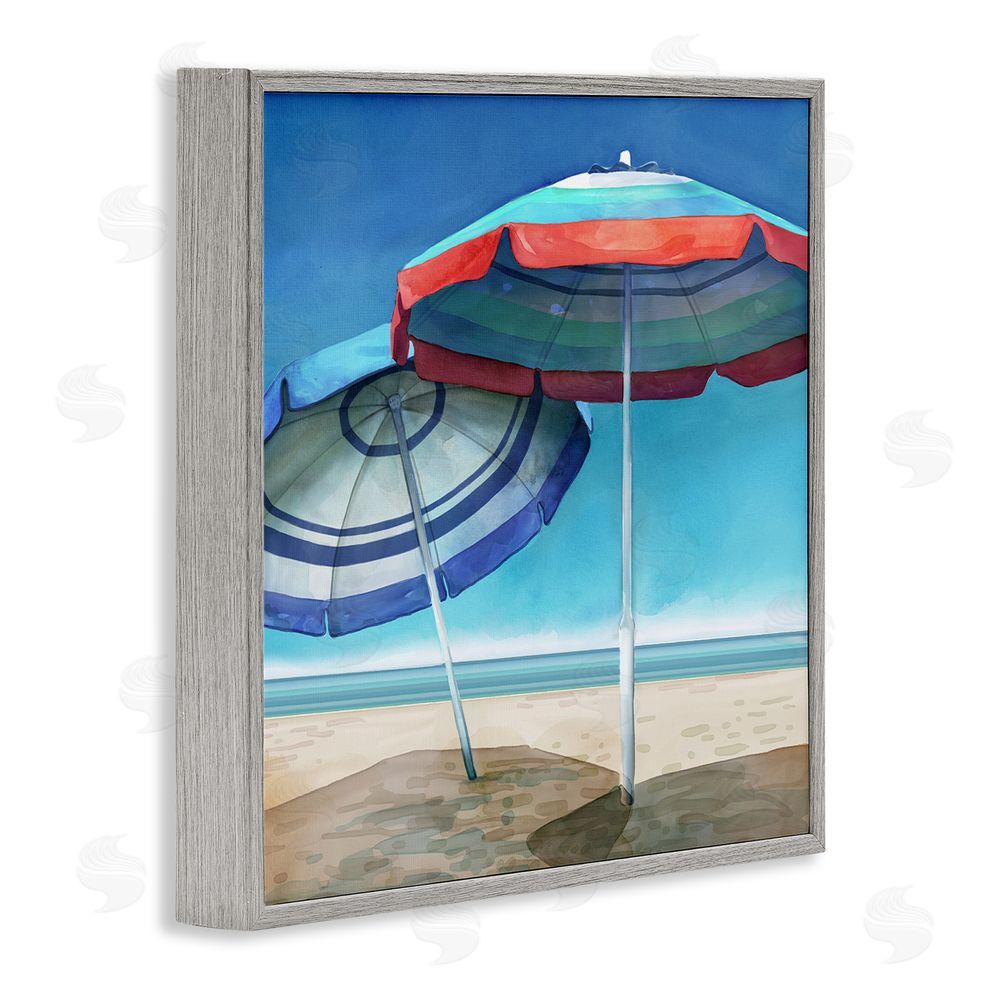 Mauro Devereaux Beach Umbrella Shadows Gray Framed Glicee Wall Art Print