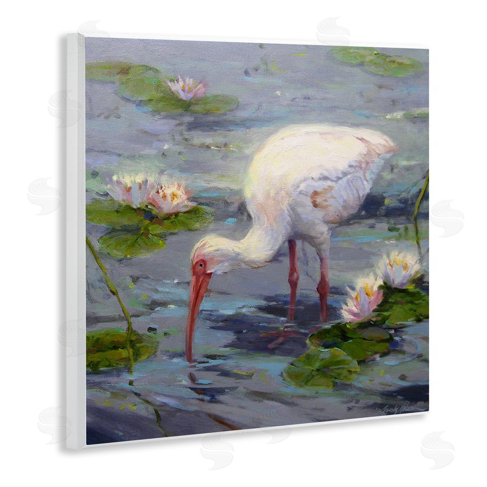 Sandy Nelson Water Bird with Pond Lilies Wooden Wall Plaque Art Print
