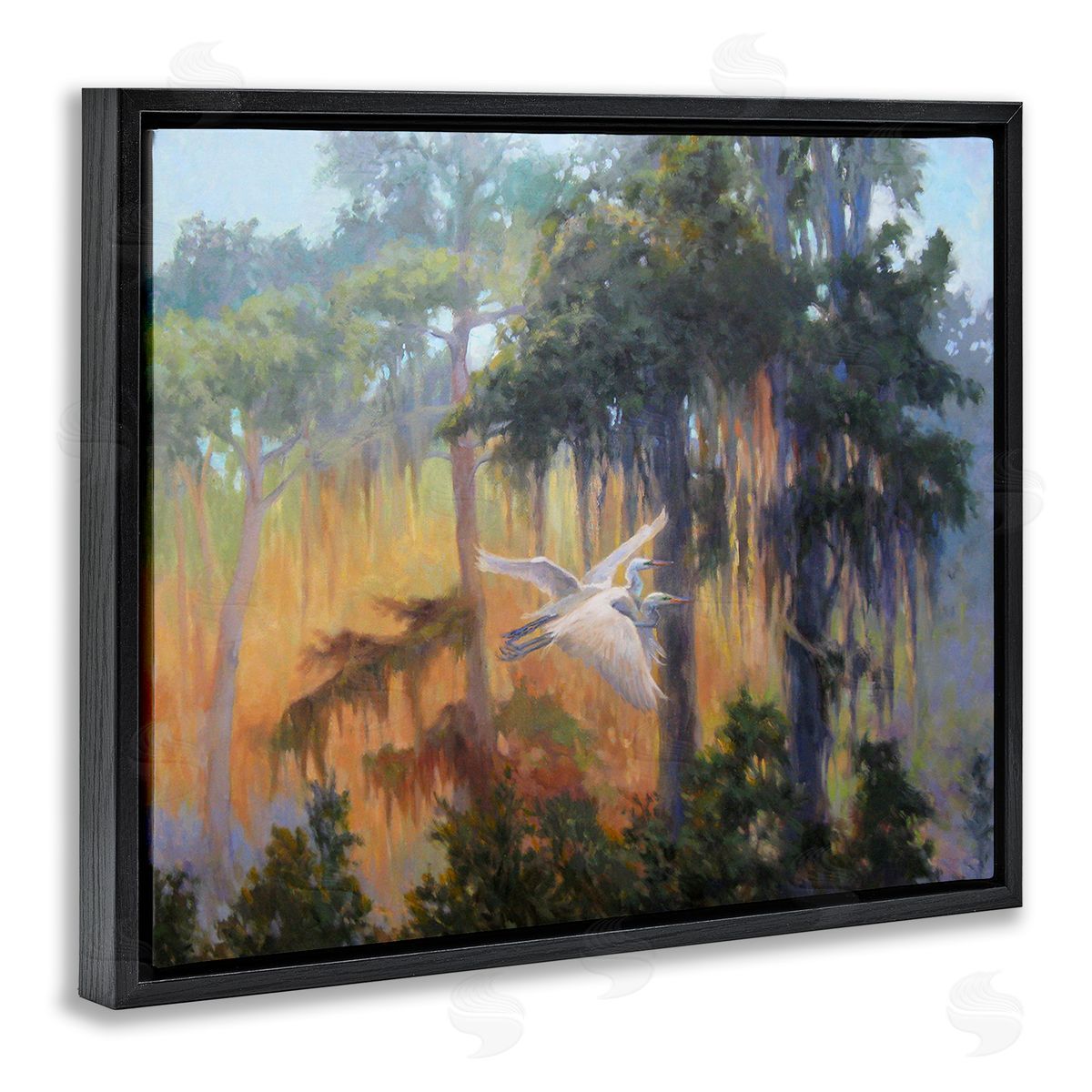 Sandy Nelson Flying Egrets in Forest