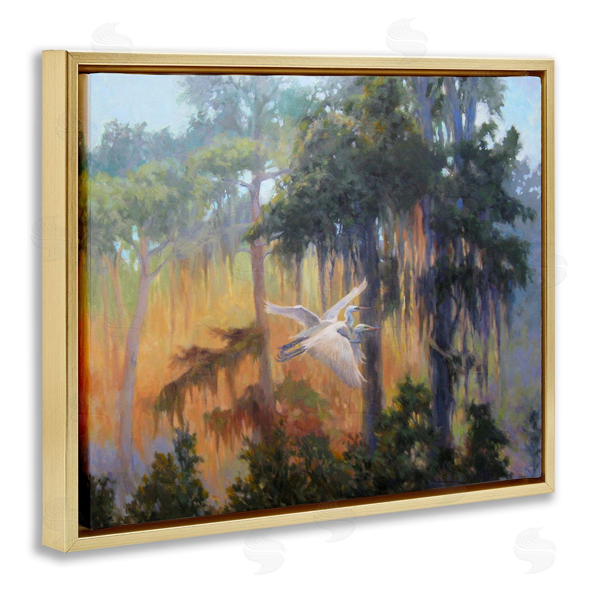 Sandy Nelson Flying Egrets in Forest