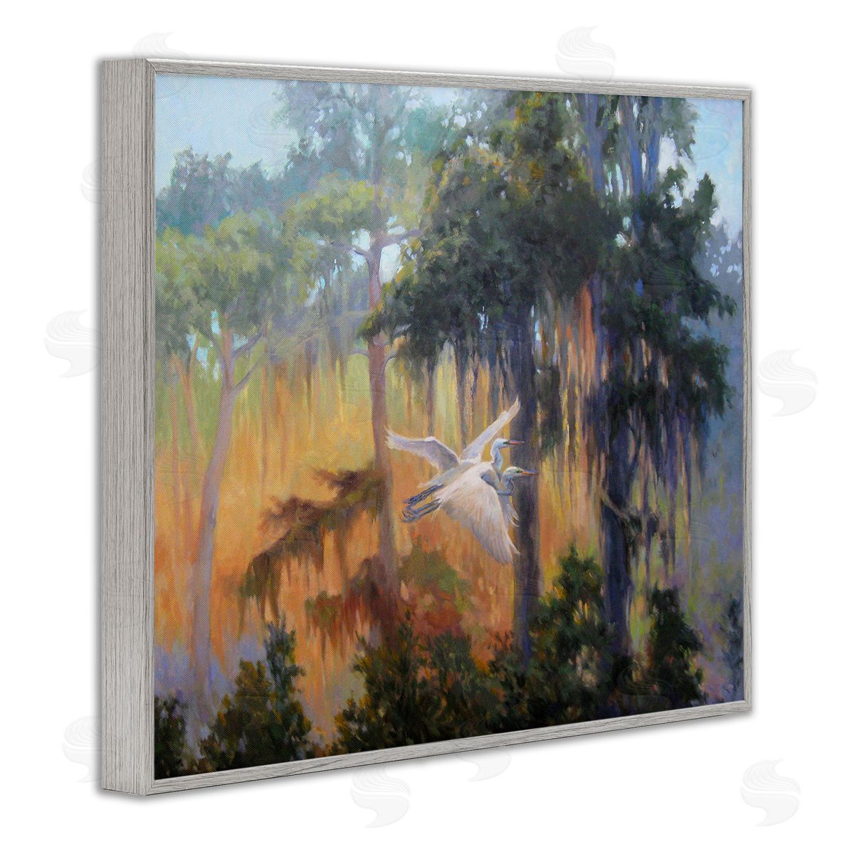 Sandy Nelson Flying Egrets in Forest