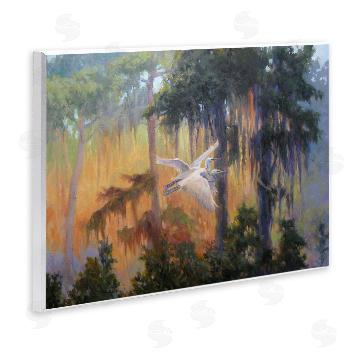 Sandy Nelson Flying Egrets in Forest